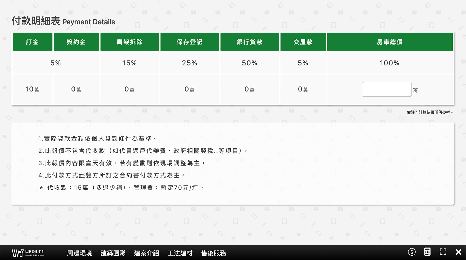 付款明細示意圖
